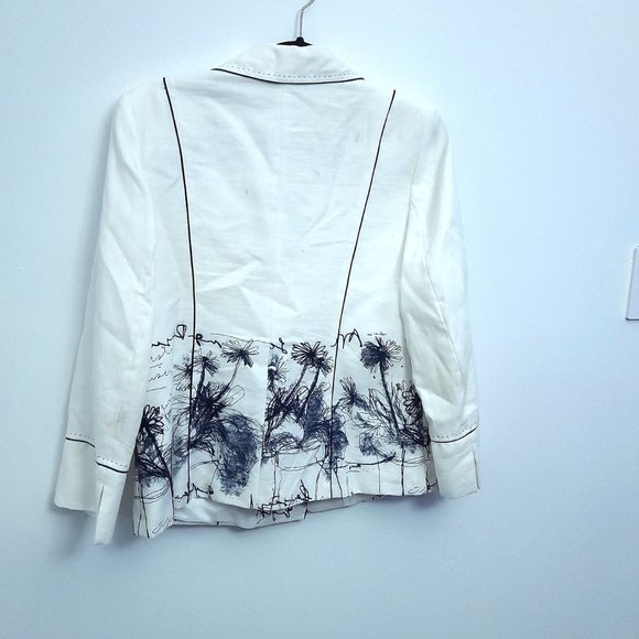 Black and White Graphic Linen Blazer Size 12 US - Picture 8 of 15